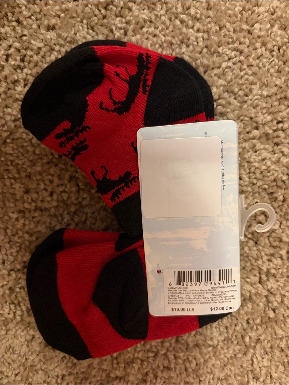 Little Blue House Red & Black Baby Socks - 0-12 Months (2 Pairs) NWT